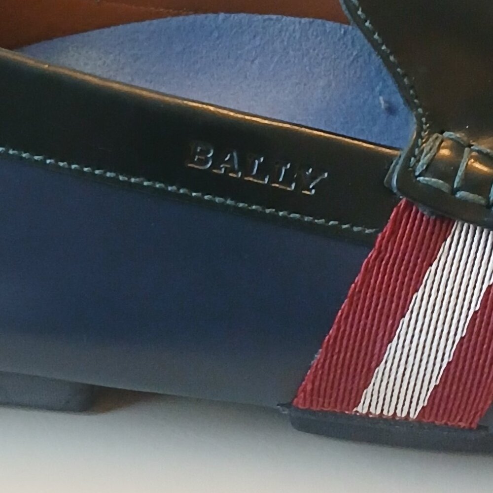 BALLY navy blue leather loafers Size 9.5 US - Picture 4 of 8